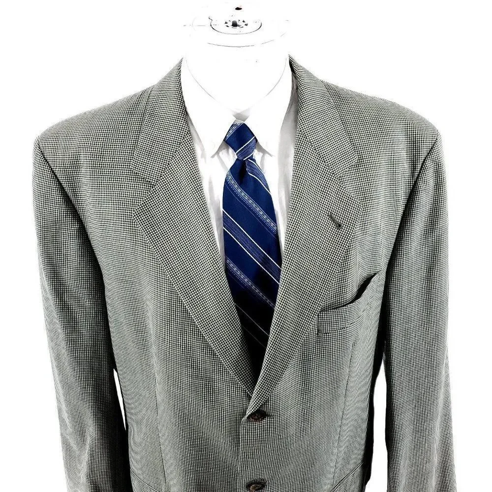 Hugo Boss Tatlagia‎ Wool 3 Button Blazer 42L Blue Cream Teal Plaid